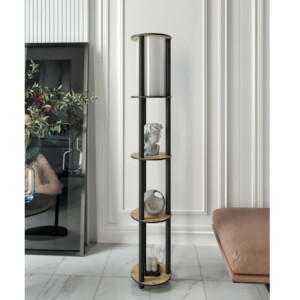 Φωτιστικό δαπέδου Nova Megapap MDF - PVC ύφασμα χρώμα καρυδί - μαύρο 24x25x150εκ. - Image 3