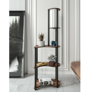 Φωτιστικό δαπέδου Nova I Megapap MDF - PVC ύφασμα χρώμα καρυδί - μαύρο 50x30x140εκ. - Image 3