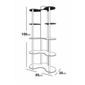 Φωτιστικό δαπέδου Nova II Megapap MDF - PVC ύφασμα χρώμα καρυδί - μαύρο 65x35x150εκ. - Image 4