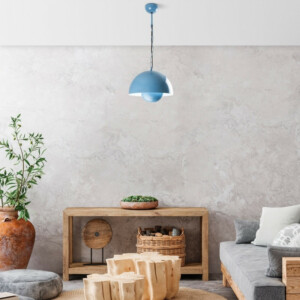 Φωτιστικό οροφής Neptun Megapap E27 μεταλλικό μονόφωτο χρώμα γαλάζιο Ø30x70εκ. - Image 3