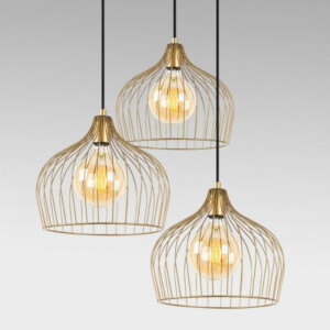 Φωτιστικό οροφής Alvaro Megapap E27 μεταλλικό τρίφωτο χρώμα χρυσό 56x40x121εκ. - Image 4