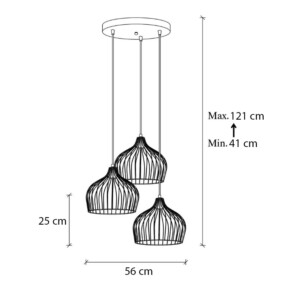 Φωτιστικό οροφής Alvaro Megapap E27 μεταλλικό τρίφωτο χρώμα χρυσό 56x40x121εκ. - Image 5