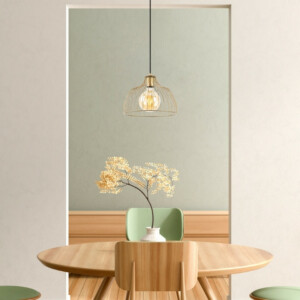 Φωτιστικό οροφής Treiso Megapap E27 μεταλλικό μονόφωτο χρώμα χρυσό Ø28x126εκ. - Image 2