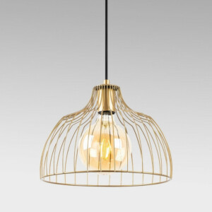 Φωτιστικό οροφής Treiso Megapap E27 μεταλλικό μονόφωτο χρώμα χρυσό Ø28x126εκ. - Image 4