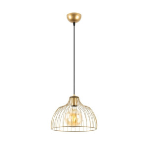 Φωτιστικό οροφής Treiso Megapap E27 μεταλλικό μονόφωτο χρώμα χρυσό Ø28x126εκ.