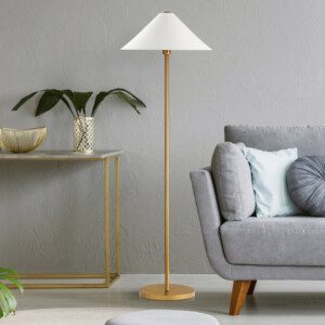 Φωτιστικό δαπέδου Cansu Megapap E27 μεταλλικό χρώμα λευκό - χρυσό Ø46x150εκ. - Image 3