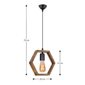 Φωτιστικό οροφής Esela Megapap E27 ξύλινο μονόφωτο χρώμα φυσικό 26x4x70εκ. - Image 3