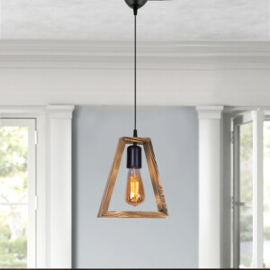 Φωτιστικό οροφής Esela Megapap E27 ξύλινο μονόφωτο χρώμα φυσικό 24x4x70εκ. - Image 2