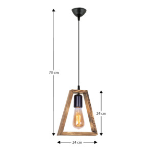 Φωτιστικό οροφής Esela Megapap E27 ξύλινο μονόφωτο χρώμα φυσικό 24x4x70εκ. - Image 3