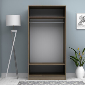 Ντουλάπα ρούχων Misra Megapap δίφυλλη συρόμενη χρώμα καρυδί 94x52x182εκ. - Image 4