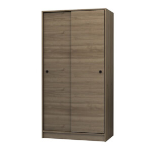 Ντουλάπα ρούχων Misra Megapap δίφυλλη συρόμενη χρώμα καρυδί 94x52x182εκ. - Image 5