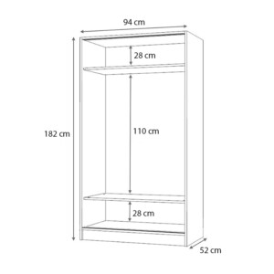 Ντουλάπα ρούχων Misra Megapap δίφυλλη συρόμενη χρώμα καρυδί 94x52x182εκ. - Image 6