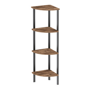 Βιβλιοθήκη γωνιακή Lela Megapap χρώμα μαύρο - καπνιστή καρυδιά 34x34x125εκ. - Image 3