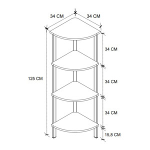 Βιβλιοθήκη γωνιακή Lela Megapap χρώμα μαύρο - καπνιστή καρυδιά 34x34x125εκ. - Image 4