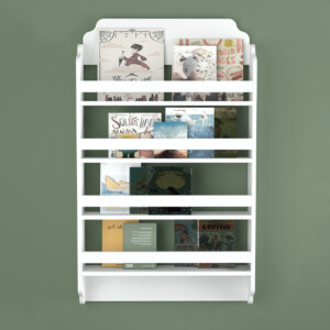 Επιτοίχια βιβλιοθήκη - ραφιέρα Montessori Megapap χρώμα λευκό 80x15x132εκ. - Image 2