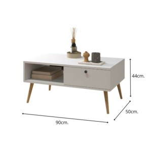 Τραπεζάκι σαλονιού Napoli Megapap χρώμα λευκό 90x50x44εκ. - Image 4