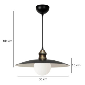 Φωτιστικό οροφής Amara Megapap E27 μεταλλικό μονόφωτο χρώμα μαύρο Ø38x100εκ. - Image 3