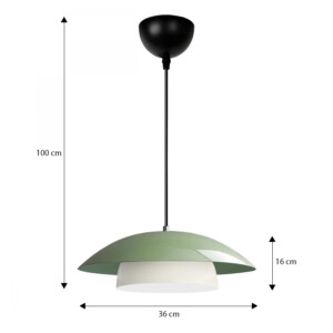 Φωτιστικό οροφής Eliora Megapap E27 μεταλλικό μονόφωτο χρώμα μέντα Ø36x100εκ. - Image 3