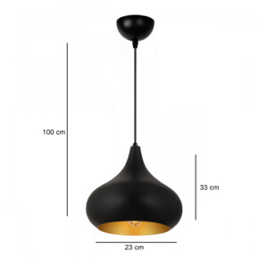 Φωτιστικό οροφής Meril Megapap E27 μεταλλικό μονόφωτο χρώμα μαύρο Ø33x100εκ. - Image 3