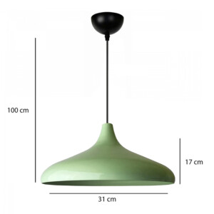 Φωτιστικό οροφής Lela Megapap E27 μεταλλικό μονόφωτο χρώμα μέντα Ø31x100εκ. - Image 3