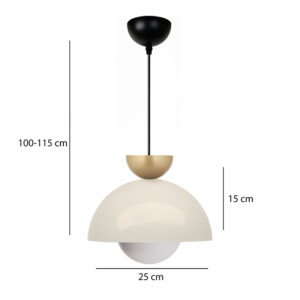 Φωτιστικό οροφής Marilia Megapap E27 μεταλλικό μονόφωτο χρώμα λευκό Ø25x115εκ. - Image 3