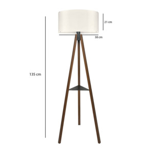 Φωτιστικό δαπέδου Thomas Megapap E27 Mdf/ύφασμα Pvc χρώμα καρυδί - κρεμ 38x38x135εκ. - Image 3