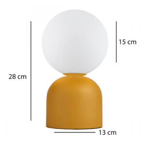 Φωτιστικό επιτραπέζιο Albus Megapap E14 μεταλλικό - γυάλινο χρώμα μουσταρδί - λευκό Ø13x28εκ. - Image 3