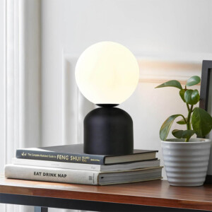 Φωτιστικό επιτραπέζιο Albus Megapap E14 μεταλλικό - γυάλινο χρώμα μαύρο - λευκό Ø13x28εκ. - Image 2