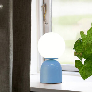 Φωτιστικό επιτραπέζιο Albus Megapap E14 μεταλλικό - γυάλινο χρώμα μπλε - λευκό Ø13x28εκ. - Image 2