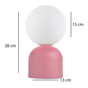 Φωτιστικό επιτραπέζιο Albus Megapap E14 μεταλλικό - γυάλινο χρώμα ροζ - λευκό Ø13x28εκ. - Image 3