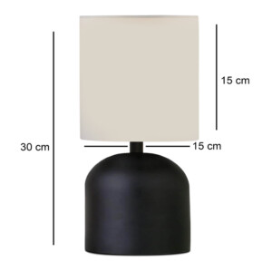 Φωτιστικό επιτραπέζιο Nehora Megapap E27 μεταλλικό - ύφασμα Pvc χρώμα μαύρο - κρεμ Ø15x30εκ. - Image 3