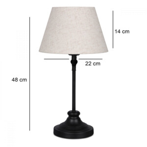 Φωτιστικό επιτραπέζιο Grace Megapap E27 μεταλλικό - ύφασμα Pvc χρώμα μαύρο - κρεμ Ø22x48εκ. - Image 3