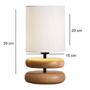 Φωτιστικό επιτραπέζιο Lucia Megapap E14 ξύλινο - ύφασμα Pvc χρώμα φυσικό - κρεμ Ø15x35εκ. - Image 3