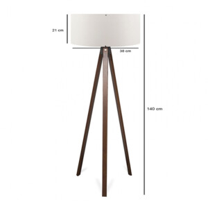 Φωτιστικό δαπέδου Rosling Megapap Mdf/ύφασμα Pvc χρώμα καρυδί - λευκό 38x38x140εκ. - Image 3