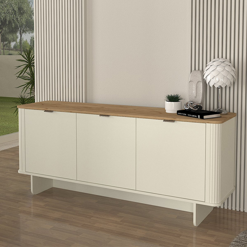 Μπουφές Bohema Megapap χρώμα ivory - sepet oak 180x47x76 Μπουφές Bohema Megapap χρώμα ivory - sepet oak 180x47x76