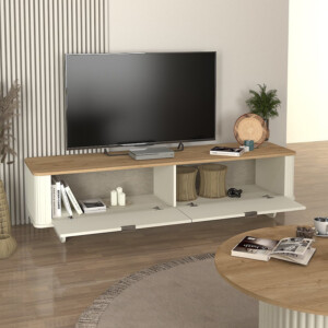 Έπιπλο τηλεόρασης Bohema Megapap χρώμα ivory - sepet oak 180x47x45,6εκ. - Image 4