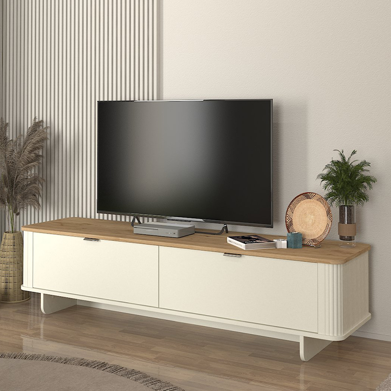 Έπιπλο τηλεόρασης Bohema Megapap χρώμα ivory - sepet oak 180x47x45 Έπιπλο τηλεόρασης Bohema Megapap χρώμα ivory - sepet oak 180x47x45