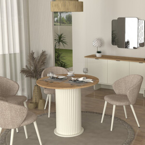 Τραπέζι Bohema Megapap χρώμα ivory - sepet oak Ø90x77,7εκ. - Image 3