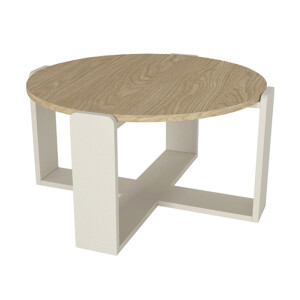 Τραπεζάκι σαλονιού Rebel Megapap χρώμα rota oak - sandstone Ø70x38εκ. - Image 6