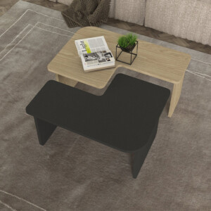 Τραπεζάκι σαλονιού σετ 2τμχ Lava Megapap χρώμα rota oak - ανθρακί 75x48,5x35,6εκ. - Image 4