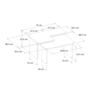 Τραπεζάκι σαλονιού σετ 2τμχ Lava Megapap χρώμα rota oak - ανθρακί 75x48,5x35,6εκ. - Image 9