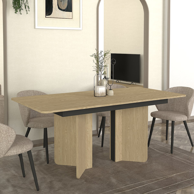 Τραπέζι Lava Megapap χρώμα rota oak - ανθρακί 180x90x76
