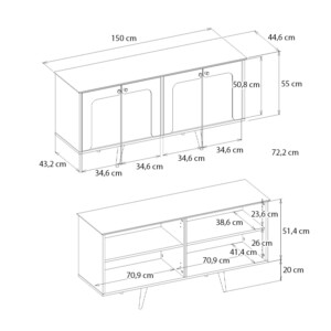 Μπουφές Sevilla Megapap χρώμα sandstone - travertine 150x44,6x72,2εκ. - Image 8