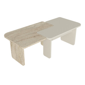 Τραπεζάκι σαλονιού σετ 2τμχ Sevilla Megapap χρώμα sandstone - travertine 75x75x37,4εκ. - Image 6