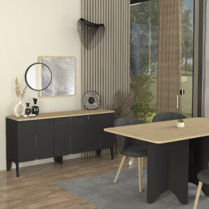 Μπουφές Pedro Megapap χρώμα ανθρακί - rota oak 150x45x75εκ. - Image 5