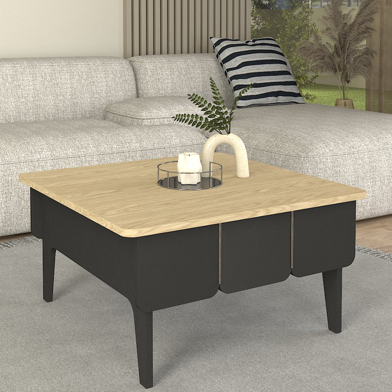 Τραπεζάκι σαλονιού Pedro Megapap χρώμα ανθρακί - rota oak 73