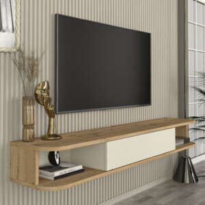 Έπιπλο τηλεόρασης επιτοίχιο Cross Megapap με LED χρώμα sepet oak - sandstone 150x29,6x19,2εκ. - Image 4