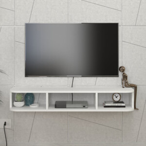 Έπιπλο τηλεόρασης επιτοίχιο Bask Megapap με LED χρώμα λευκό 120x29,6x19,2εκ. - Image 4