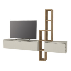 Σύνθεση τηλεόρασης επιτοίχια Edgar χρώμα sandstone - sepet oak 198,4x29,6x148,5εκ. - Image 6