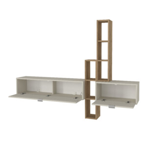 Σύνθεση τηλεόρασης επιτοίχια Edgar χρώμα sandstone - sepet oak 198,4x29,6x148,5εκ. - Image 7